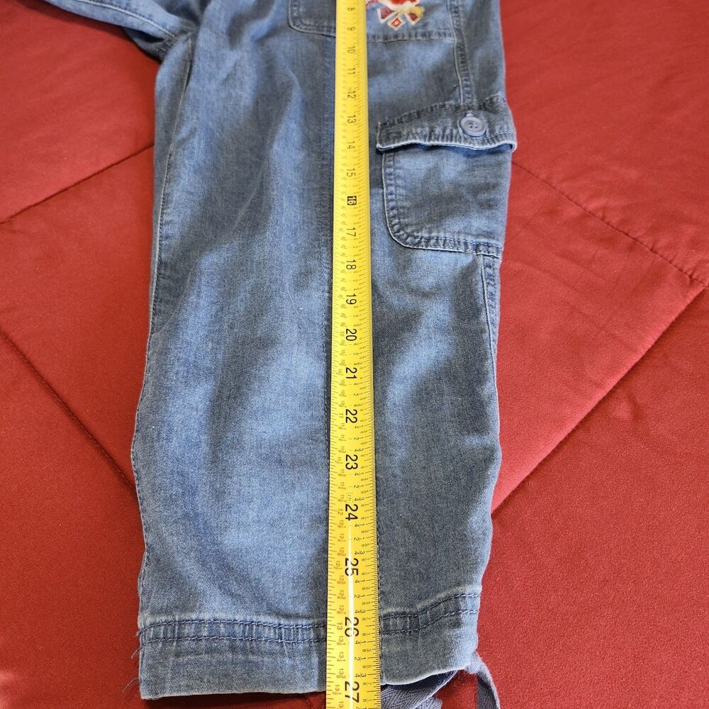 St Johns Bay Embroidered Denim Capri Pants Cargo Pocket Stretch Blue Womens 4 - Picture 13 of 13